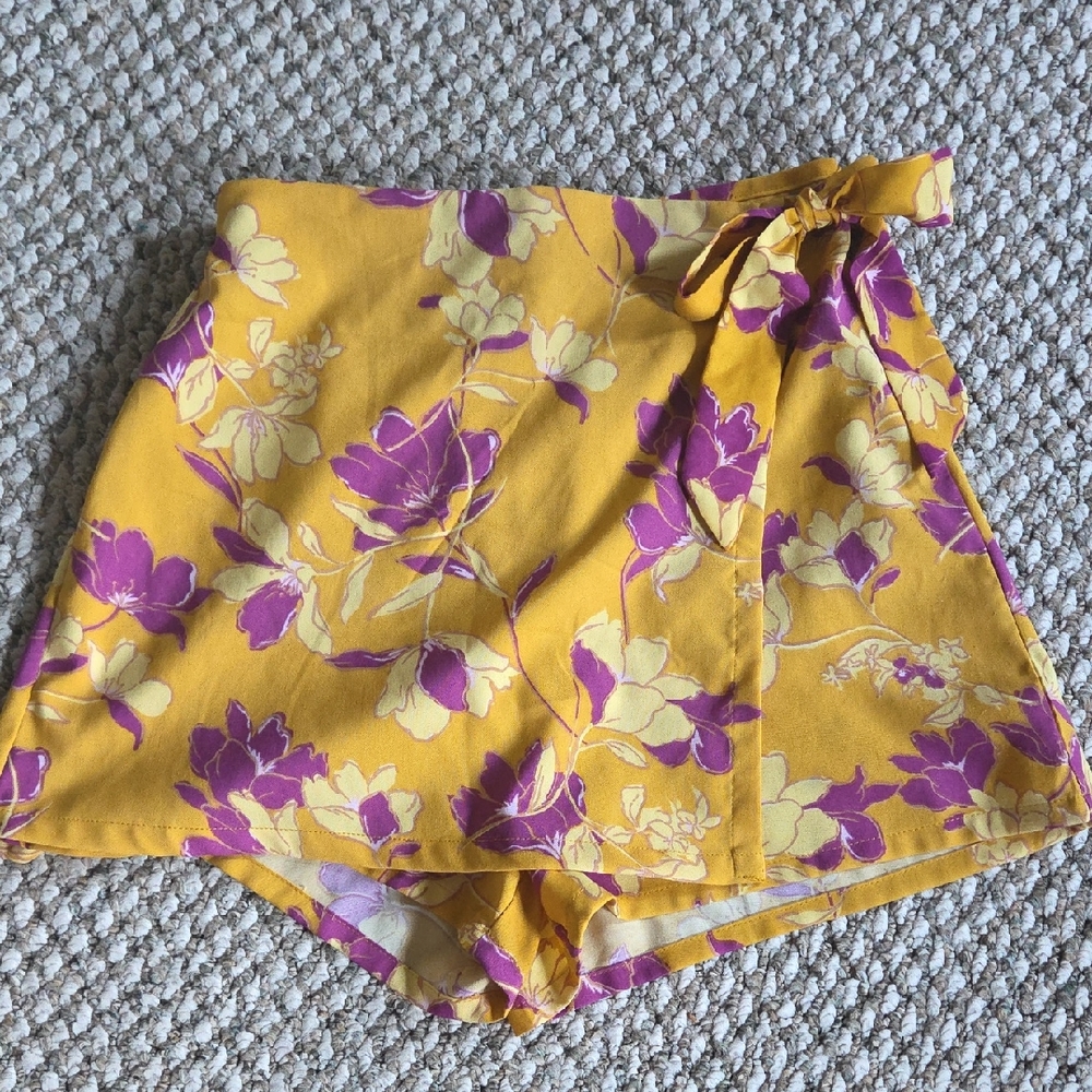Floral Yellow and Purple Women's Skort